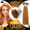 Forever best quality 100% fusion remy brazilian Human Hair Wholesale bond prebonded keratin human hair u tip extensions